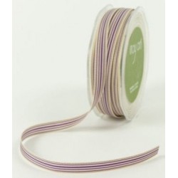 Ruban grosgrain rayé violet - beige