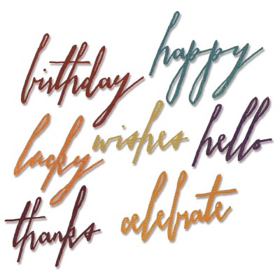 Dies Sizzix Thinlits by Tim Holtz - Handwritten Celebrate