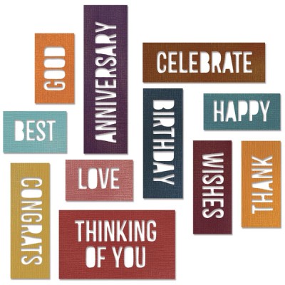 Dies Sizzix Thinlits by Tim Holtz - Celebration Block Words