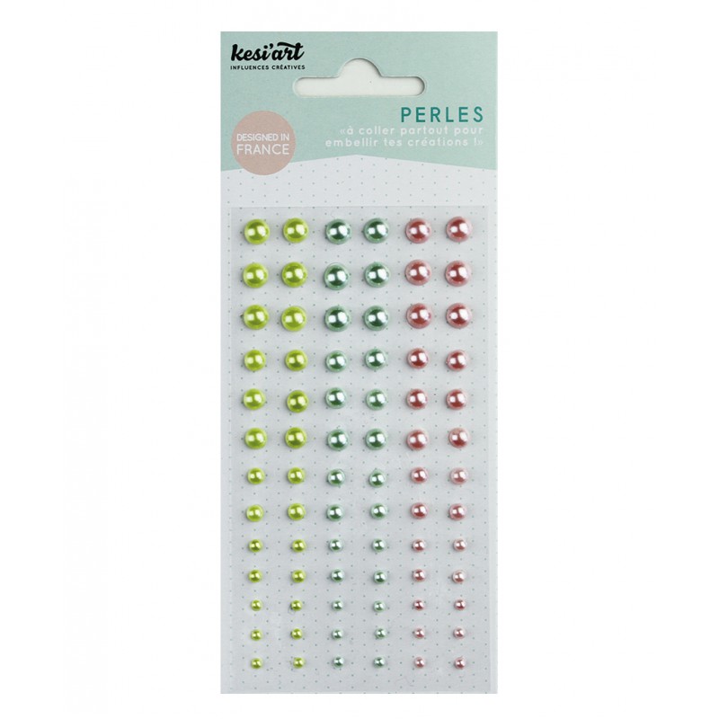 Demi-perles nacrées KesiArt - Vert Bleu Rose Pastels