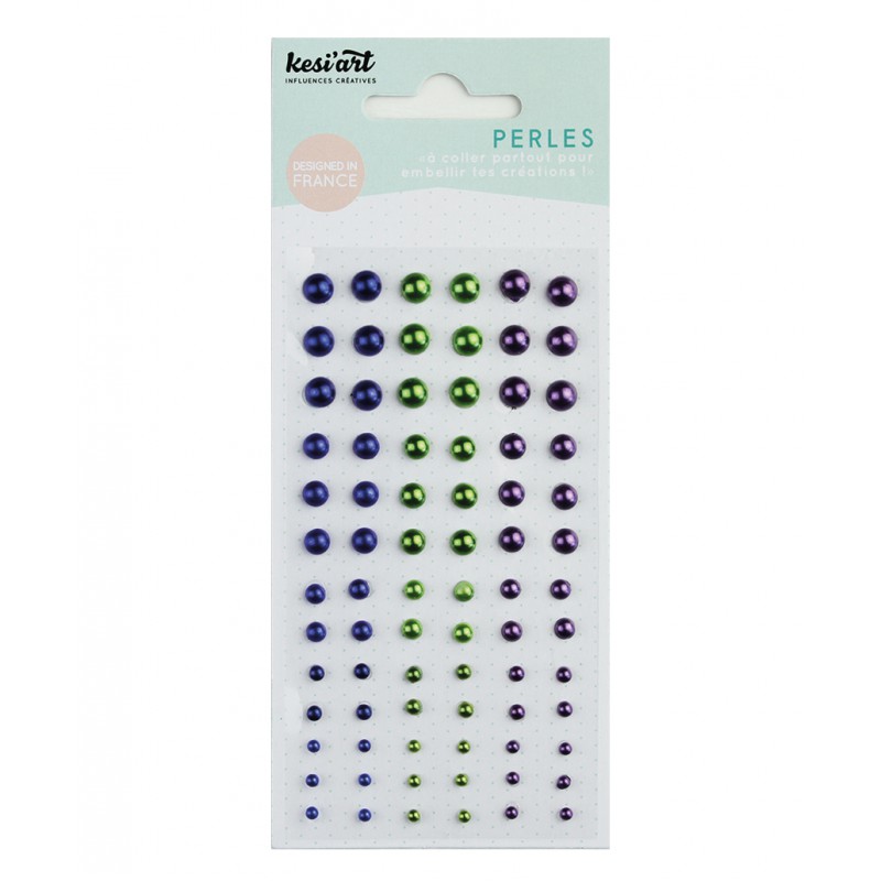 Demi-perles nacrées KesiArt - Bleu nuit Vert Violet