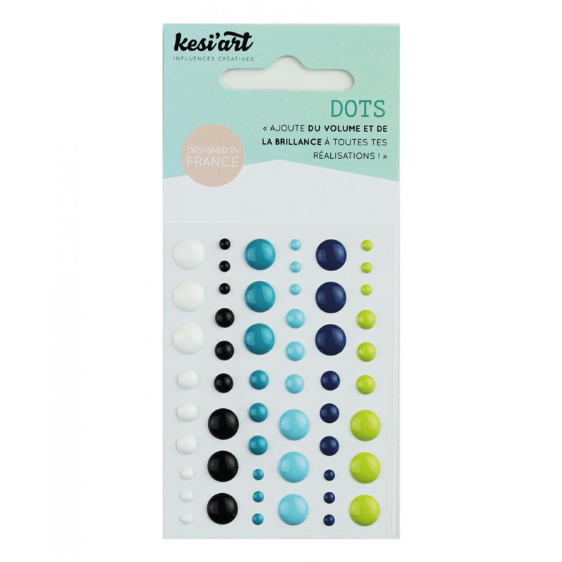 Dots KesiArt - Blanc Noir Bleu Vert