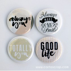 Lot de 4 badges 38mm CartoScrap - Always You