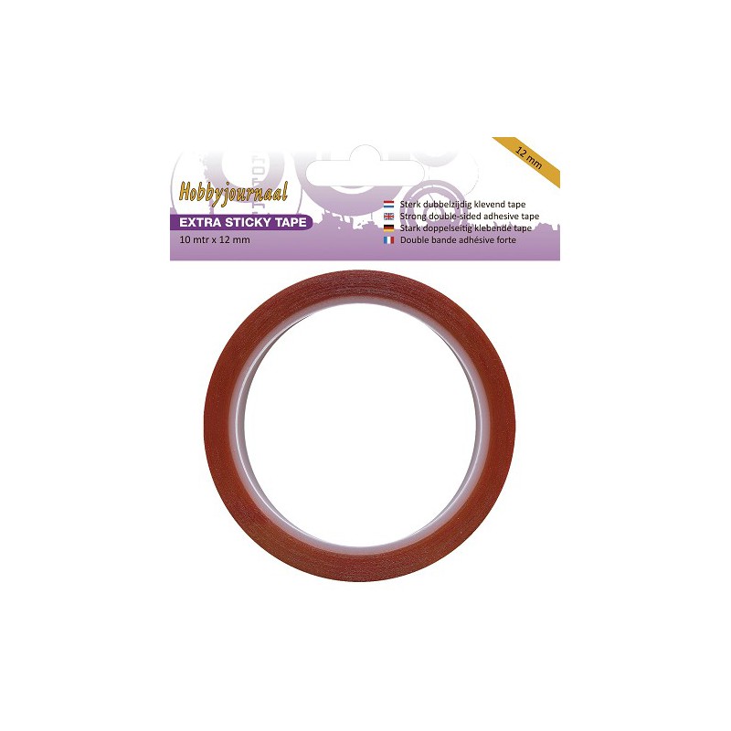 Adhésif double-face rouge - Extra Sticky Tape - 12 mm