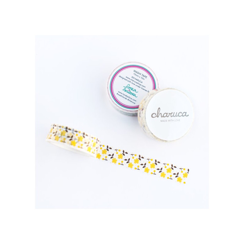 Washi Tape Lora Bailora - Feuillages gris/jaunes