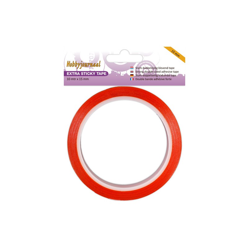 Adhésif double-face rouge - Extra Sticky Tape - 15 mm