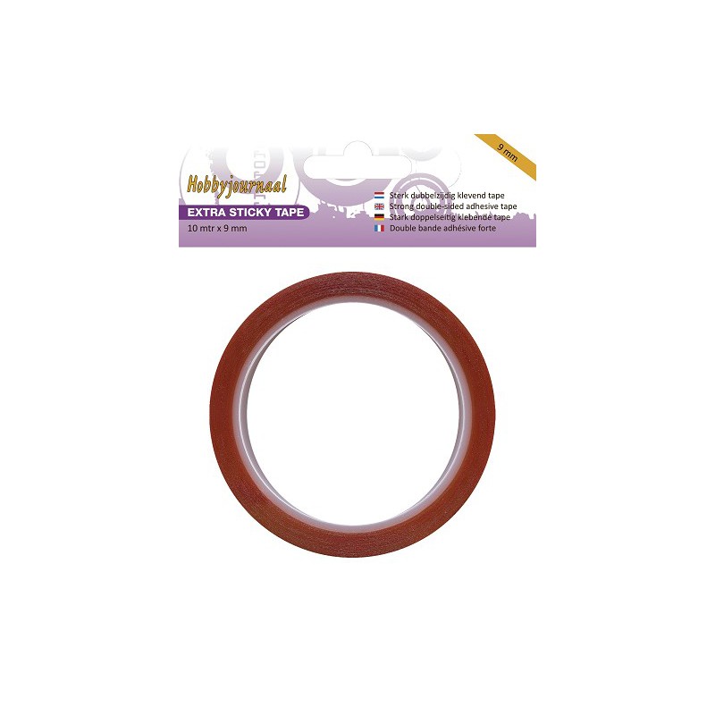 Adhésif double-face rouge - Extra Sticky Tape - 9 mm