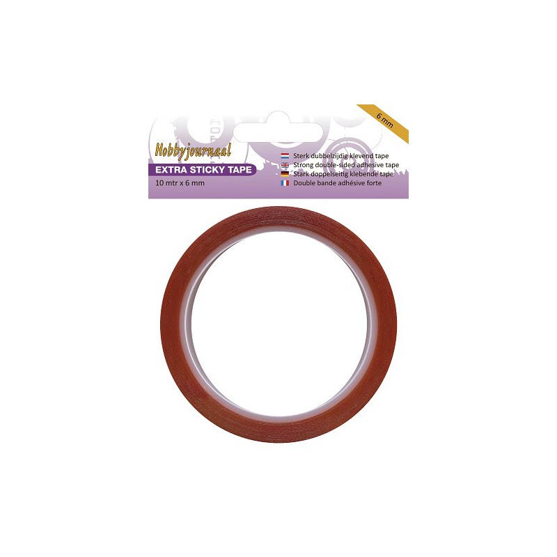 Adhésif double-face rouge - Extra Sticky Tape - 6 mm