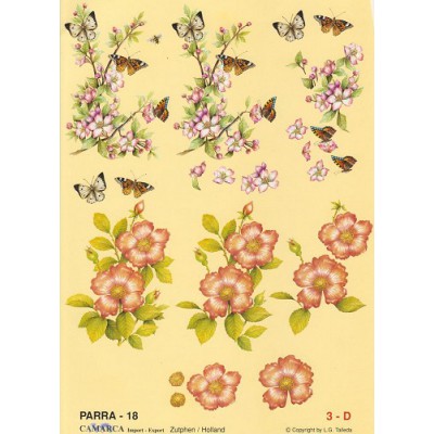 Image Carterie 3D - Branche fleurie et Papillons