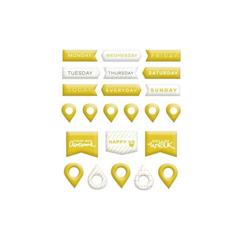 Stickers Puffy Evalicious - Gold Pins & Banners