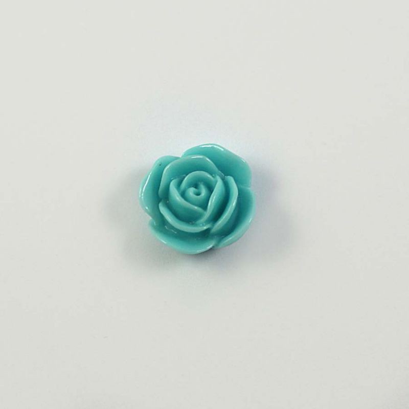 Rose en résine 15mm (lot de 20) - Turquoise clair