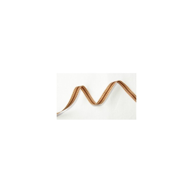 Ruban grosgrain rayé "couture" marron