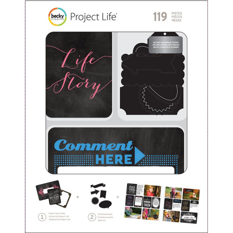 Kit Cartes & Embellissements Project Life - Chalk