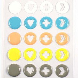 Stickers Enamal Symboles - Blanc Bleu Corail Jaune Gris