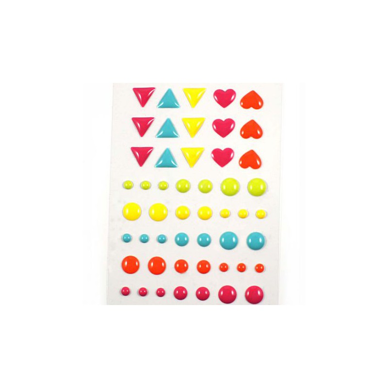 Stickers Enamel Ronds Coeurs Triangles - Combo Pastel