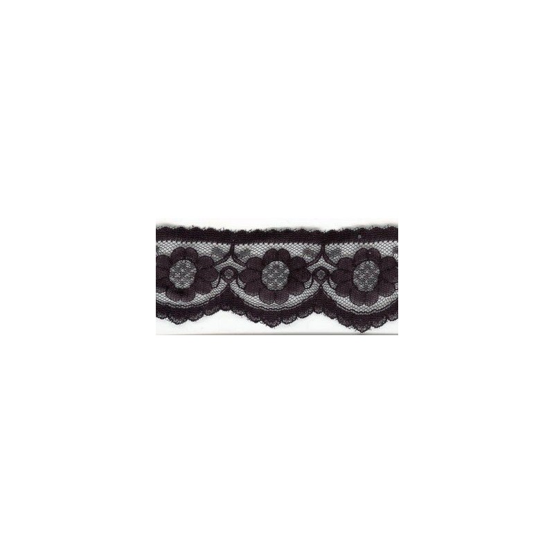 Dentelle fleurie large noire (58 mm)