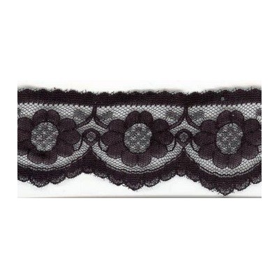 Dentelle fleurie large noire (58 mm)