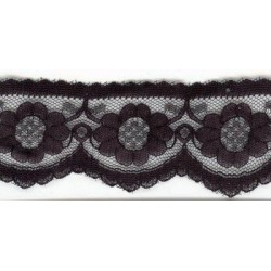 Dentelle fleurie large noire (58 mm)