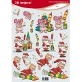 Image Carterie 3D - Souris, Père Noël & Feux d'artifices
