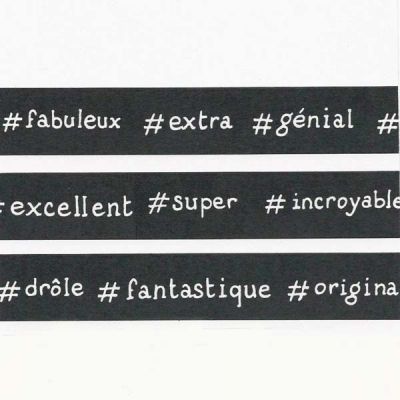 Masking Tape Ephemeria - Mots Hastag Fond Noir