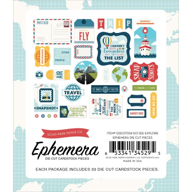 Die Cuts Ephemera - Go, See, Explore - Icons