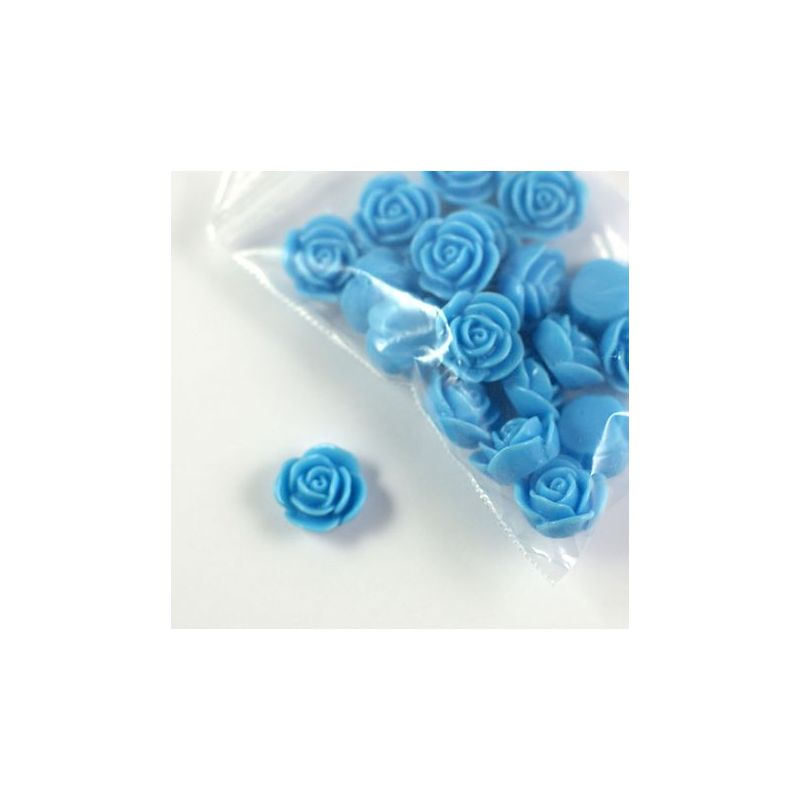 Rose en résine 15mm (lot de 20) - Bleu