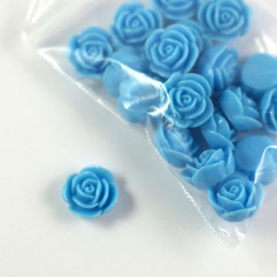 Rose en résine 15mm (lot de 20) - Bleu