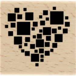 Tampon bois Florilèges - Graphic Love - Carré coeur