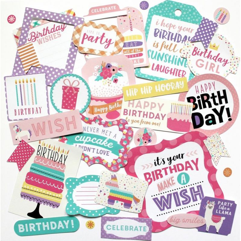 Die-cuts Ephemera Happy Birthday Girl