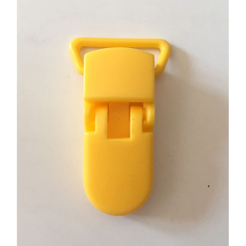 Pince clip plastique Attache tétine - Jaune Moutarde