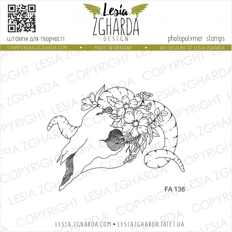 Tampons transparent Lesia Zgharda - Skull with Flowers
