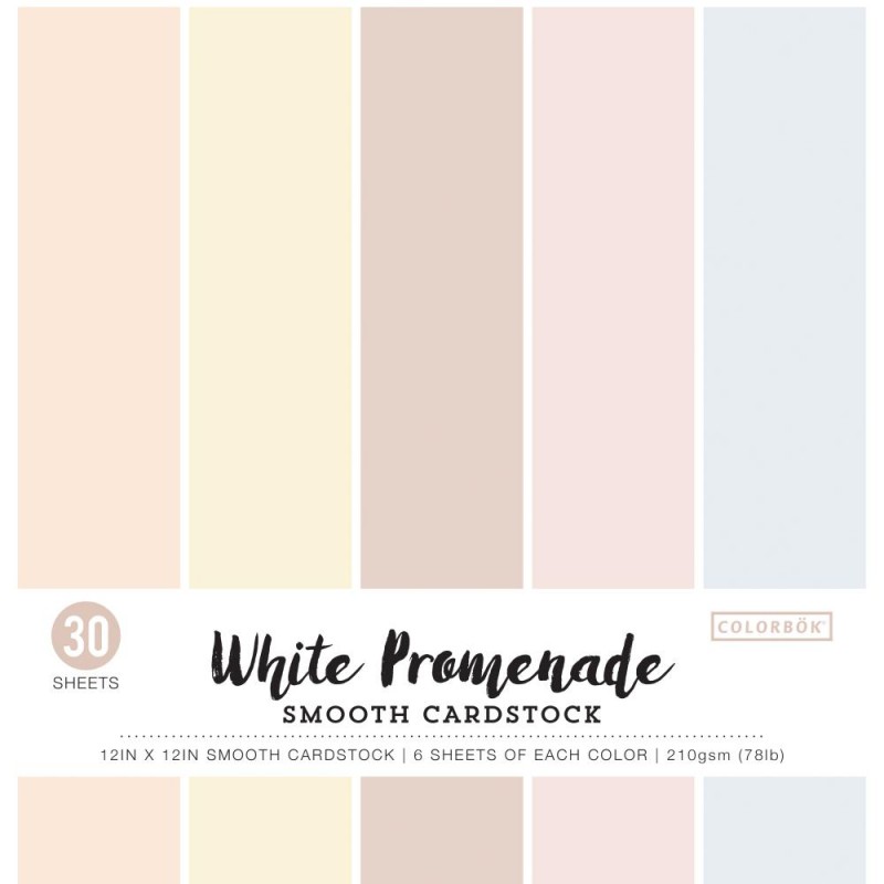 Pack de 30 cardstocks 30x30 cm - Texture lisse - White Promenade