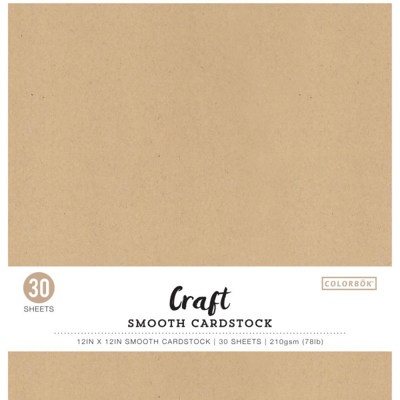 Pack de 30 cardstocks 30x30 cm - Texture lisse - Kraft