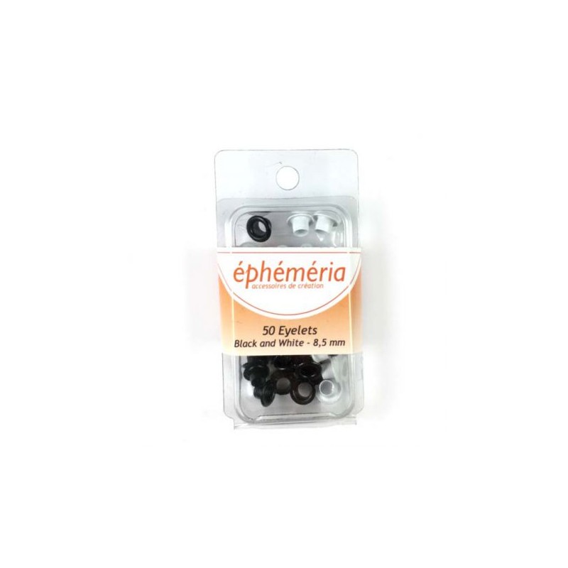 Oeillets Ephemeria 8 mm - Noir et Blanc (50)