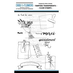 Tampons transparents Chou & Flowers - Mon Petit Mot - Merci