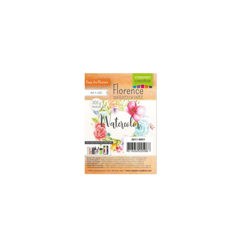 Florence - Papier aquarelle texture 300g - A6 - Vaessen creative