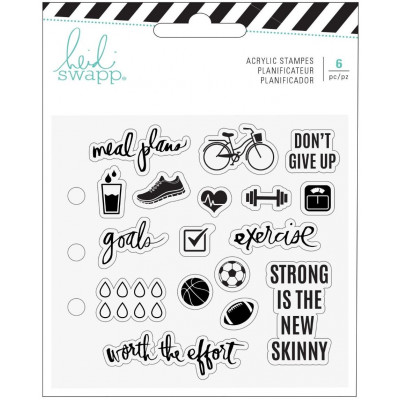 Heidi Swapp memory planner clear stamps x18 - tampon sport et motivation