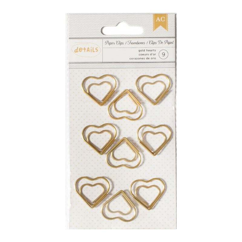 Clip métallique Coeurs d'or - American Crafts