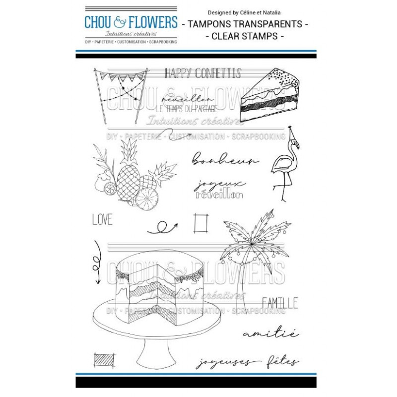 Tampons Clear - Chou & Flowers - Happy Confettis