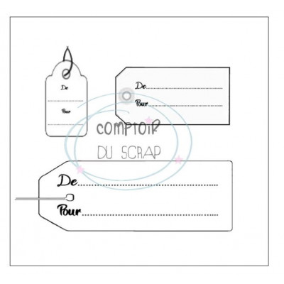 Comptoir Scrap - Tampon - Set Trio Etiquettes cadeaux