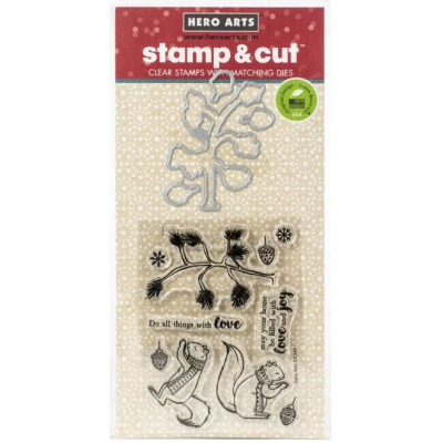 Combo Die Tampon bois Hero Arts - Ecureuil de Noël