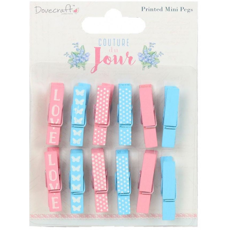 Pinces Bois Fantaisie Dovecraft - Roses & Bleues