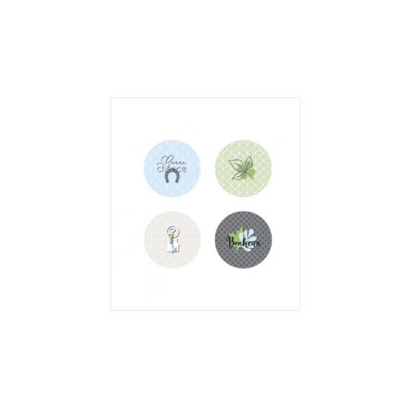 Lot de 4 badges 25mm - Marie LN Geffray - Porte Bonheur