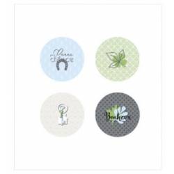 Lot de 4 badges 25mm - Marie LN Geffray - Porte Bonheur