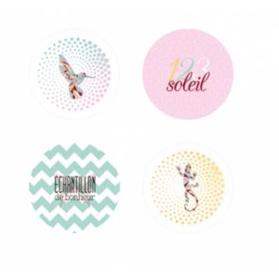 Lot de 4 badges 25mm - Marie LN Geffray - J'veux du soleil!