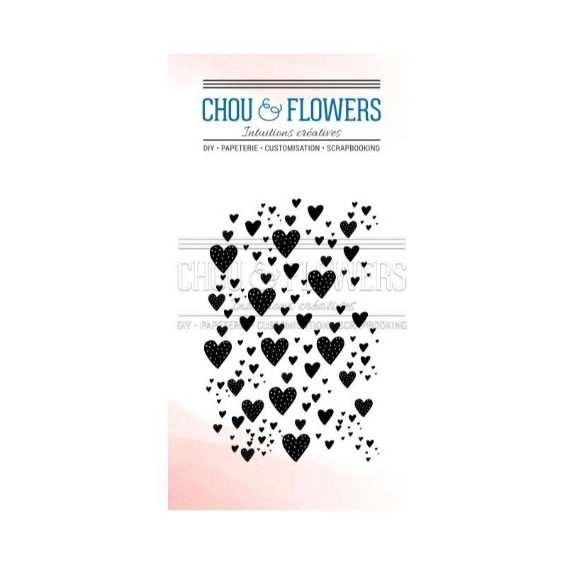 Tampons Clear - Chou & Flowers - Petit côté Famille - Fond coeur