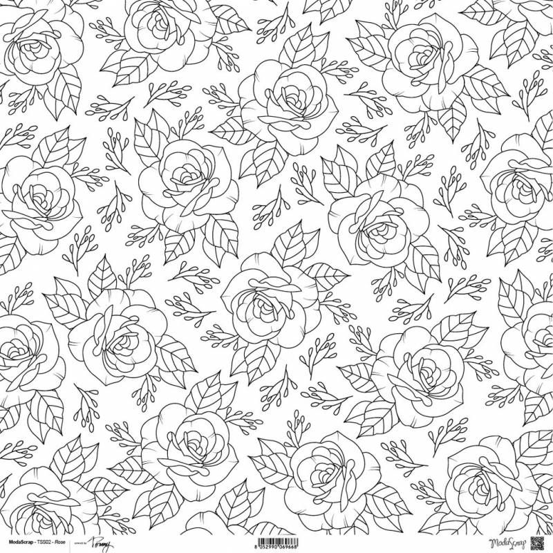 ModaScrap - Paper 30.5 cm x 30.5 cm - Fleurs délicates en N&B