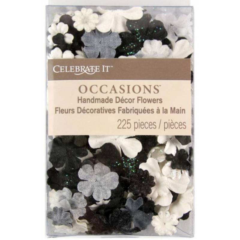 Fleurs Prima - Mix Blanc, Noir et Gris (lot de 225)