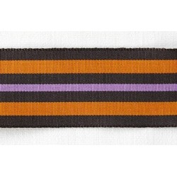 Ruban grosgrain large rayé noir-orange-violet