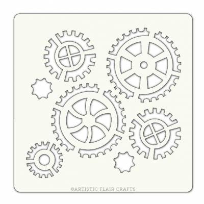 Pochoir Artistic Flair - 10x10 cm - Cogs and Gears